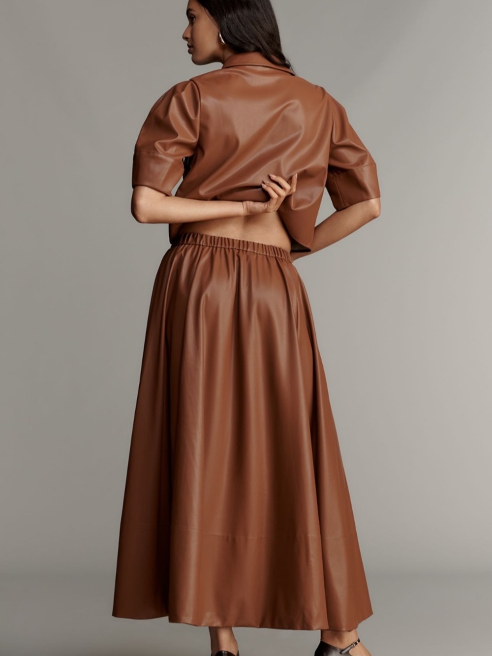Maeve Faux Leather Full Maxi Skirt - Picture 3 of 4